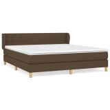 Cumpara ieftin Pat box spring cu saltea, maro inchis, 160x200 cm, textil
