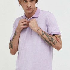 Abercrombie & Fitch tricou polo barbati, culoarea violet, melanj