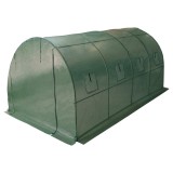 Sera gradina 400x300x200 cm, 8 ferestre cu plasa, usa cu fermoar, folie armata PE 130g/m&sup2;, verde Household NewTrend