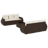 Cumpara ieftin Set canapele de gradina cu perne, 7 piese, maro, poliratan