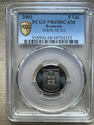 Top Pop Proof PCGS PR68DCAM 5 lei 2003 foto