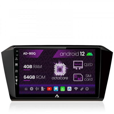 Navigatie Volkswagen Passat B8, Android 12, Q-Octacore 4GB RAM + 64GB ROM, 10.1 Inch - AD-BGQ10004+AD-BGRKIT037 foto