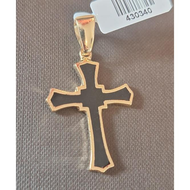 Cruce placata cu aur cu interior negru Aramis - 3.5 cm