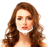 Cumpara ieftin Set 10 Masti transparente reutilizabile pentru gura si nas, cu suport pentru barbie si elastic, bandou alb, Neo Horeca