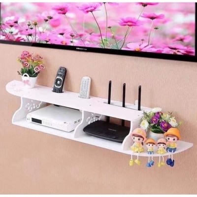 Raft pentru router, obiecte decorative, din PVC, cu 3 compartimente, dimensiuni 100 X 23 cm, finisaj mat, alb foto