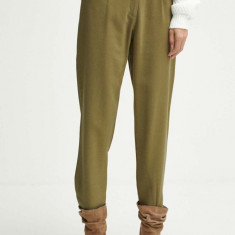 Medicine pantaloni femei, culoarea verde, fason chinos, medium waist