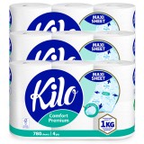 Set 18 role Hartie igienica Kilo Confort, 3 kg, 4 straturi, 2340 foi