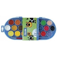 Acuarele Milan, set 22 culori, diametru 30 mm, carcasa din plastic