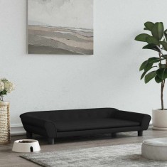 vidaXL Pat de c&acirc;ini, negru, 100x50x21 cm, catifea