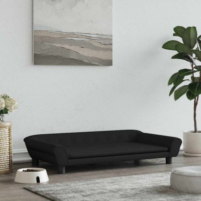 vidaXL Pat de c&amp;acirc;ini, negru, 100x50x21 cm, catifea foto