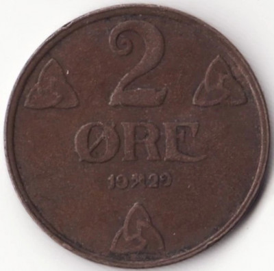 Moneda Norvegia - 2 Ore 1929 - An rar foto