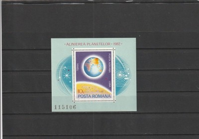 ROMANIA 1981 LP 1034 ALINIEREA PLANETELOR COLITA MNH NESTAMPILATA foto