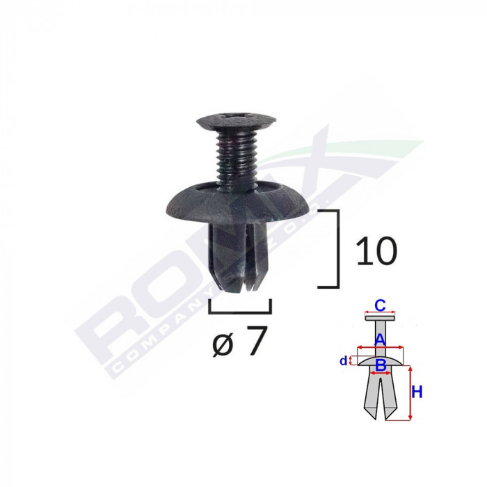 Clips Fixare Honda/Mitsubishi 7X10mm - Negru Set 10 Buc 135574 B25700-RMX