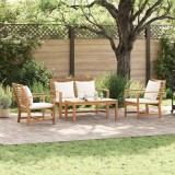 Set de canapele pentru grădină 4 pcs natural Lemn masiv de tec