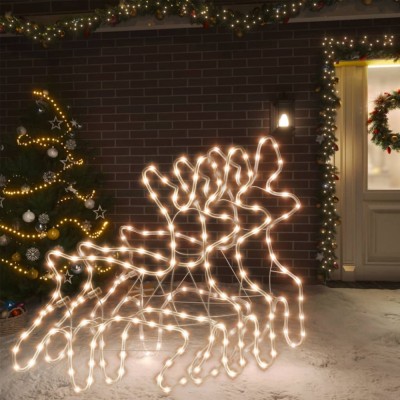 vidaXL Figurină ren de Crăciun cu LED, 3 buc., alb cald, 57x55x4,5 cm 3154295 foto