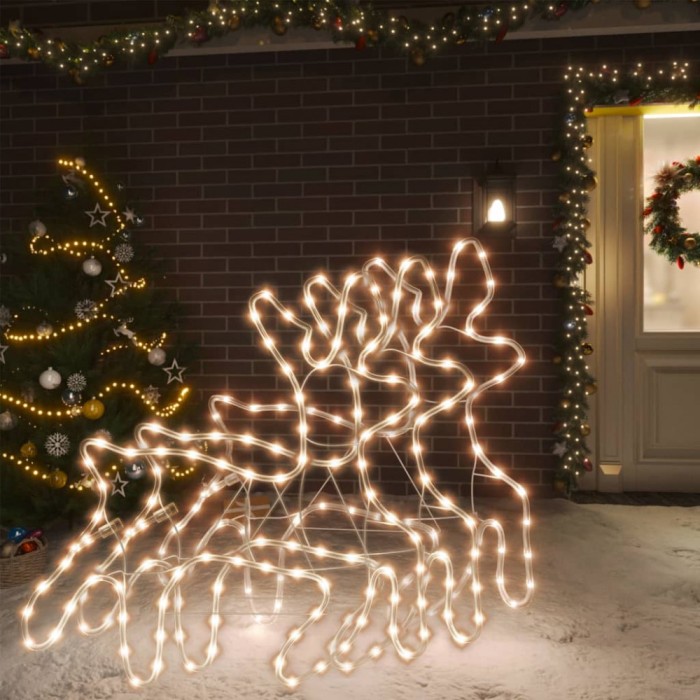 vidaXL Figurină ren de Crăciun cu LED, 3 buc., alb cald, 57x55x4,5 cm 3154295