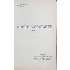 OPERE COMPLETE de AL. ODOBESCU, VOL I - BUCURESTI, 1906