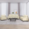 VidaXL Set de canapele cu perne, 3 piese, crem, piele ecologică 3201399