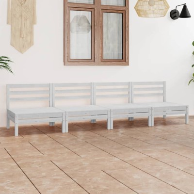 vidaXL Set mobilier de grădină, 4 piese, alb, lemn masiv de pin 3082483 foto