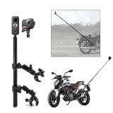 Set prindere motocicleta: selfie stick + 2x clema dubla camere Insta360 X2 X3 X4