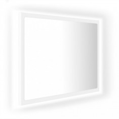 Oglindă de baie cu LED, alb, 60x8,5x37 cm, acril
