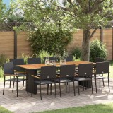 VidaXL Set de masă pentru grădină 11 pcs Negru 10 locuri Poliratan