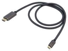 Cablu Goobay HDMI - USB C textil 1m negru argintiu 4K HDR UHD