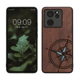 Husa Kwmobile pentru Xiaomi 13T/13T Pro, Maro/Albastru, Lemn, KWM000020IR002C, Silicon, Carcasa