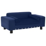 Cumpara ieftin Canapea c&acirc;ini, albastru, 81x43x31cm, pluș &amp; piele ecologică