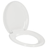 Capac WC Universal vidaXL, Alb, &Icirc;nchidere Silențioasă + Eliberare Rapidă, Polipropilenă, 45.5x37.5cm