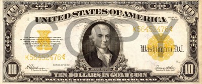 10 dolari 1922 Reproducere Bancnota USD , Dimensiune reala 1:1 foto