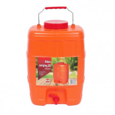 Bidon portocaliu, cu robinet, pentru camping, 30 x 21 x 43 cm, 20L