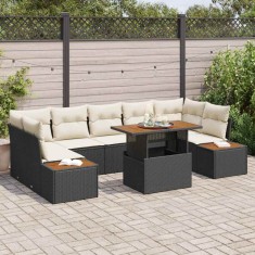 vidaXL Set de masă pentru grădină 8 pcs Negru și Bej 100 x 55 x 73 cm