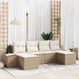 vidaXL Set de canapele pentru grădină cu pernă 6 pcs bej și crem