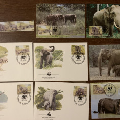 sri lanka - elefant - serie 4 timbre MNH, 4 FDC, 4 maxime, fauna wwf