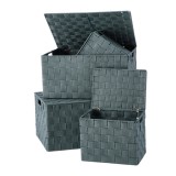 Cumpara ieftin Set 4 cutii depozitare cu capac verde 23 x 17 x 19 cm, 38 x 27,5 x 20 cm, 40 x 29,5 x 20,5 cm