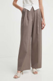 Cumpara ieftin Answear Lab pantaloni femei, culoarea maro, lat, high waist