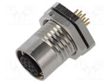 Conector M12 soclu mamă 12 pini 1,5A 30V IP67 drept THT LUTRONIC