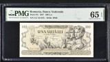 100 lei August 1947 PMG65 unc bancnota gradata