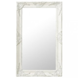 Oglindă de perete &icirc;n stil baroc, alb, 50 x 80 cm, vidaXL