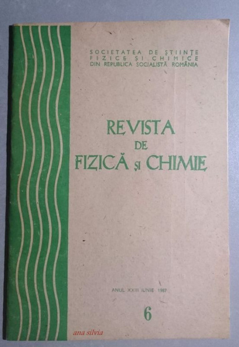 Revista de fizica si chimie nr. 6 din 1987