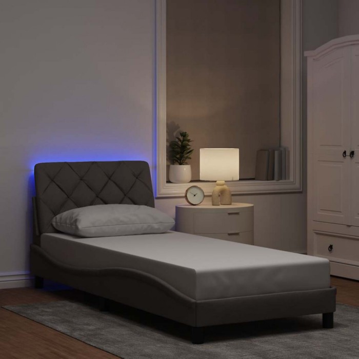 vidaXL Cadru de pat cu LED fără saltea Taupe 80x200 cm Material 3310633