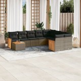 vidaXL Set mobilier de grădină cu perne, 10 piese, gri, poliratan 3227999
