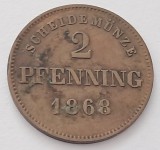 Germania, Bavaria, 2 Pfennig 1868 Louis II (Ludwig II) (1864-1886), Europa