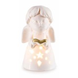 Figurina Inger portelan alb auriu cu led cm II 5,5 x 5 x 10 H