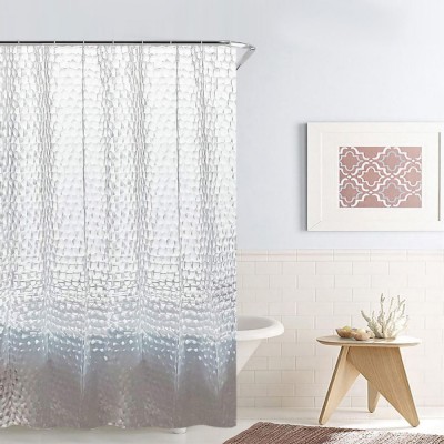 Perdea Duș, Clear 3D, Pietre Transparent, Dimensiuni 180x180cm, Material PEVA, Set 12 Inele foto