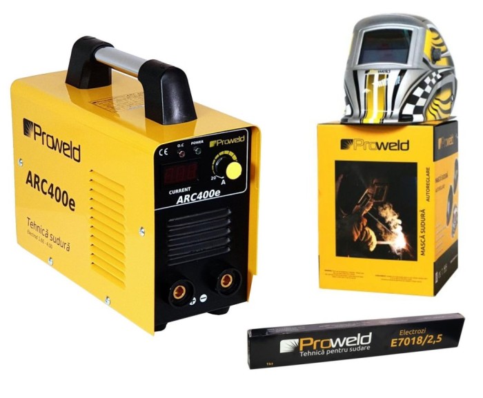 ProWeld ARC400e Invertor sudura + LYG-8507A masca sudura automata LCD + E7018 electrozi bazici 2.5mm, 1kg ProAdvanced PowerfulTools