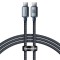 CABLU alimentare si date Baseus Crystal Shine, Fast Charging Data Cable pt. smartphone, USB Type-C la USB Type-C 100W, 2m, braided, negru &quot;CAJY000701&quot;