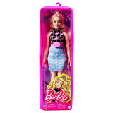Papusa Barbie Fashionista Blonda, adidasi galbeni si borseta roz