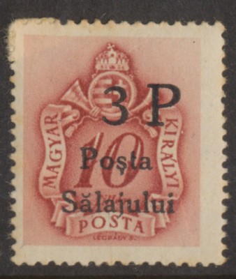 Ardealul de Nord 1945 Posta Salajului 3P pe 10f porto reprint matrita originala foto